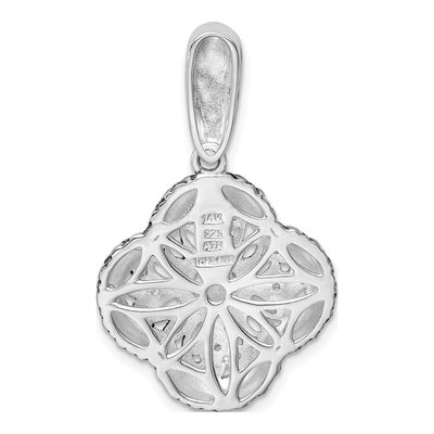 Sterling Silver & 14K Gold Prasiolite & CZ Clover Pendant – view 3