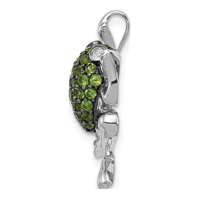 Sterling Silver White Topaz Frog Pendant – view 3