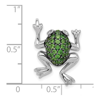 Sterling Silver White Topaz Frog Pendant – view 4