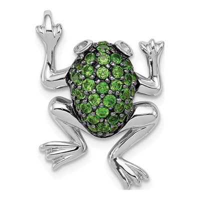 Sterling Silver White Topaz Frog Pendant
