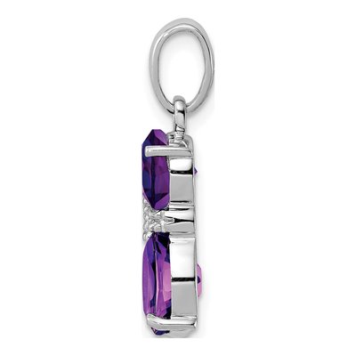 Sterling Silver Amethyst & Diamond Cat Pendant – view 3