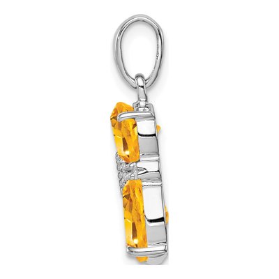 Sterling Silver Citrine & Diamond Cat Pendant – view 3