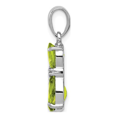 Sterling Silver Peridot & Diamond Cat Pendant – view 3