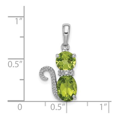 Sterling Silver Peridot & Diamond Cat Pendant – view 4