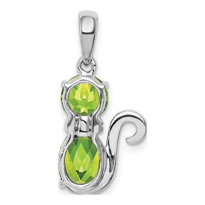 Sterling Silver Peridot & Diamond Cat Pendant – view 5