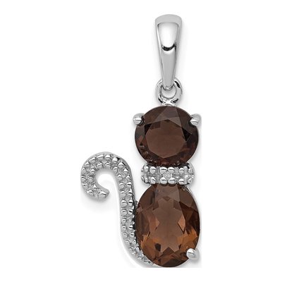 Sterling Silver Smoky Quartz & Diamond Pendant
