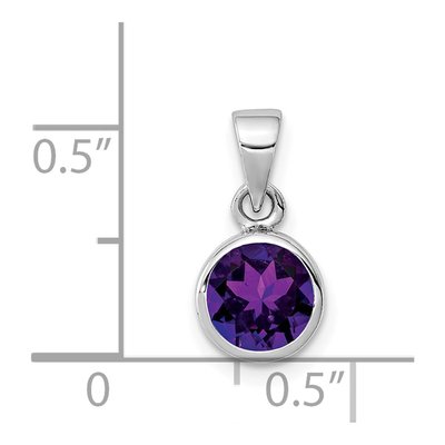 Sterling Silver Amethyst Round Pendant – view 4