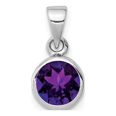 Sterling Silver Amethyst Round Pendant