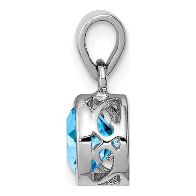 Sterling Silver Sky Blue Topaz Round Pendant – view 3