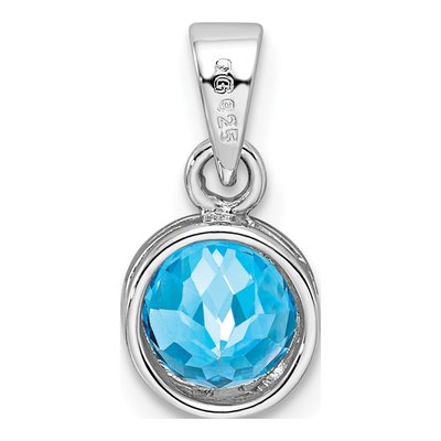 Sterling Silver Sky Blue Topaz Round Pendant – view 5