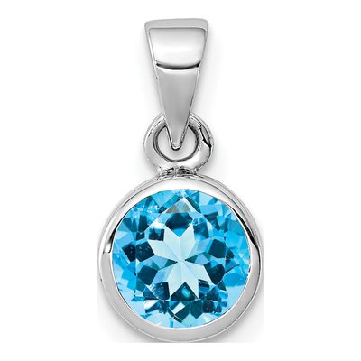Sterling Silver Sky Blue Topaz Round Pendant