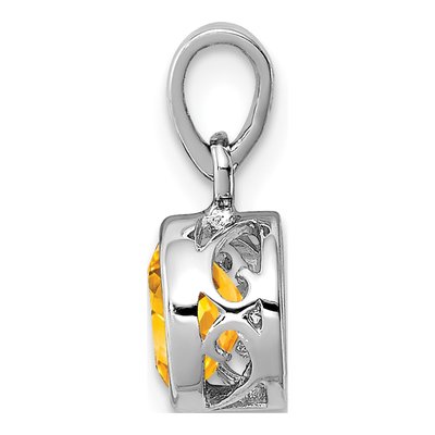 Sterling Silver Citrine Round Pendant – view 3