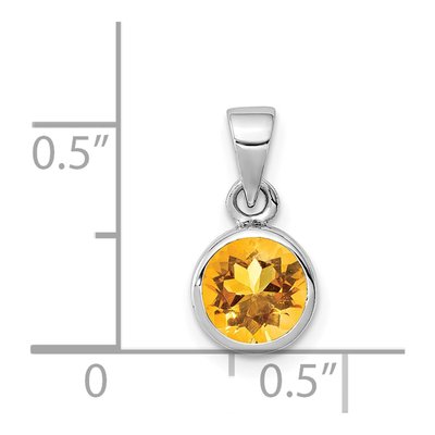 Sterling Silver Citrine Round Pendant – view 4