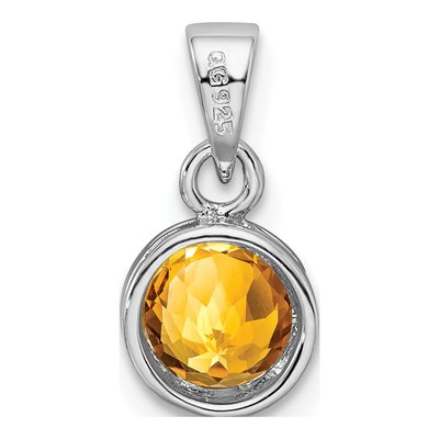 Sterling Silver Citrine Round Pendant – view 5