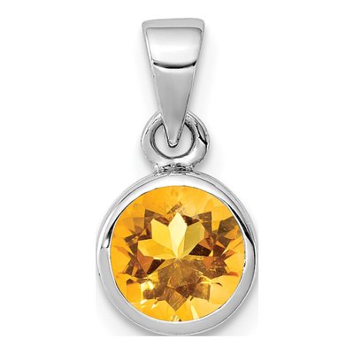 Sterling Silver Citrine Round Pendant