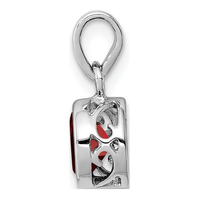 Sterling Silver Garnet Round Pendant – view 3