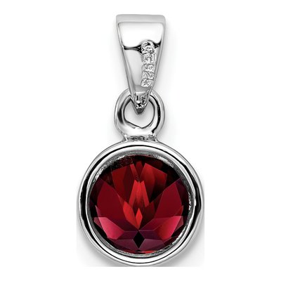 Sterling Silver Garnet Round Pendant – view 4