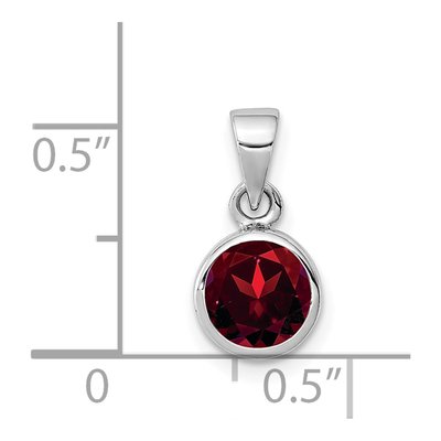 Sterling Silver Garnet Round Pendant – view 5