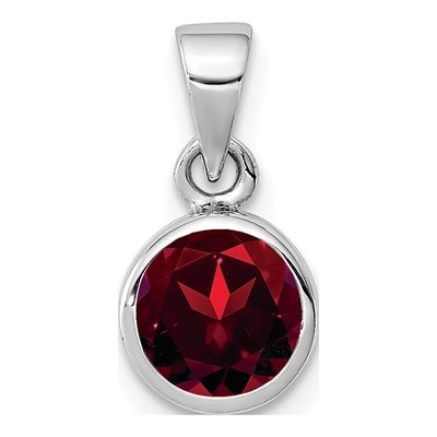 Sterling Silver Garnet Round Pendant