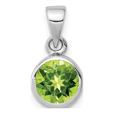 Sterling Silver Peridot Round Pendant