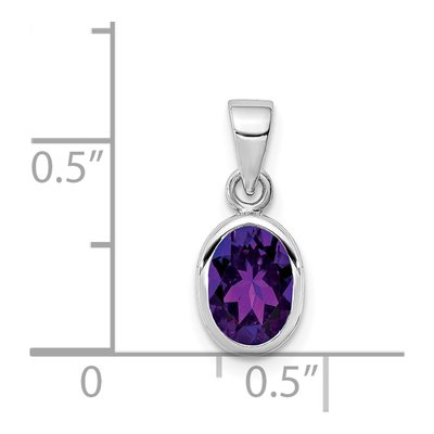 Sterling Silver Amethyst Oval Pendant – view 4