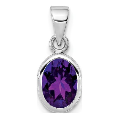 Sterling Silver Amethyst Oval Pendant
