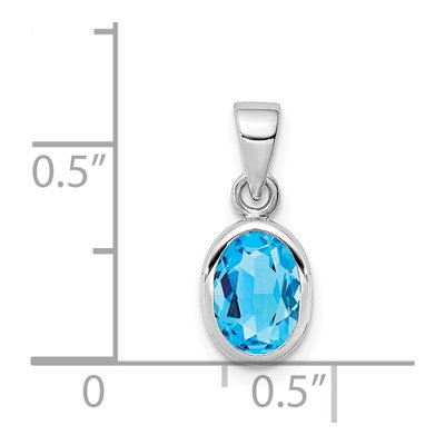 Sterling Silver Sky Blue Topaz Oval Pendant – view 4