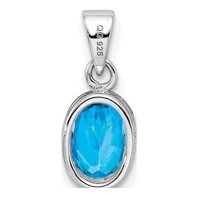 Sterling Silver Sky Blue Topaz Oval Pendant – view 5