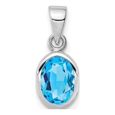 Sterling Silver Sky Blue Topaz Oval Pendant