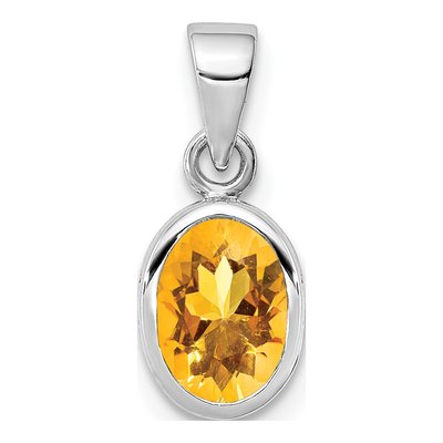 Sterling Silver Citrine Oval Pendant