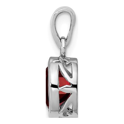 Sterling Silver Garnet Oval Pendant – view 3