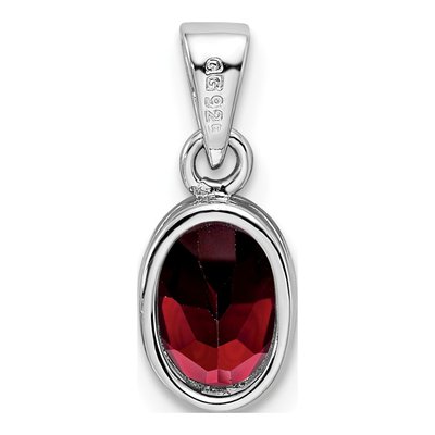 Sterling Silver Garnet Oval Pendant – view 4