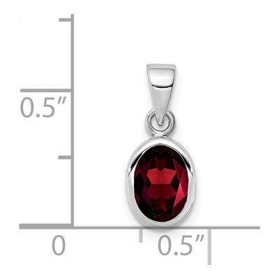 Sterling Silver Garnet Oval Pendant – view 5