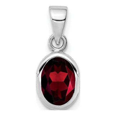 Sterling Silver Garnet Oval Pendant