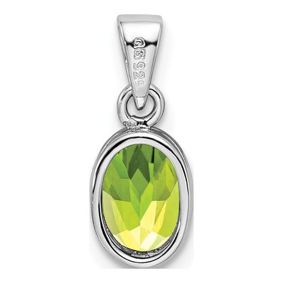 Sterling Silver Peridot Oval Pendant – view 5