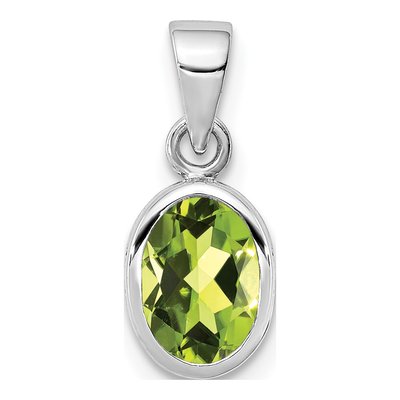 Sterling Silver Peridot Oval Pendant