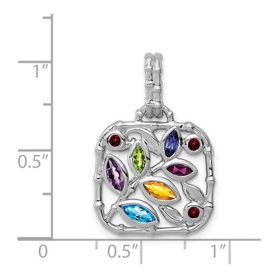 Sterling Silver Swiss Blue Topaz & Amethyst Multi Marquise Pendant – view 4