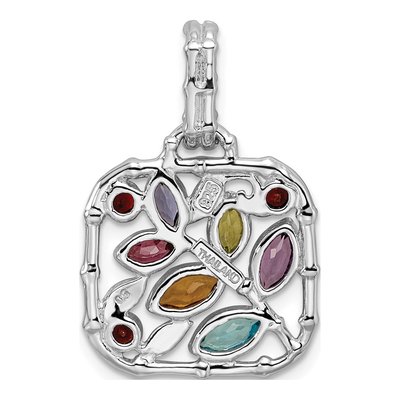 Sterling Silver Swiss Blue Topaz & Amethyst Multi Marquise Pendant – view 5