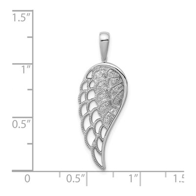 Sterling Silver 1/20 ct tw Diamond Open-Work Wing Pendant – view 4