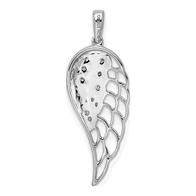 Sterling Silver 1/20 ct tw Diamond Open-Work Wing Pendant – view 5