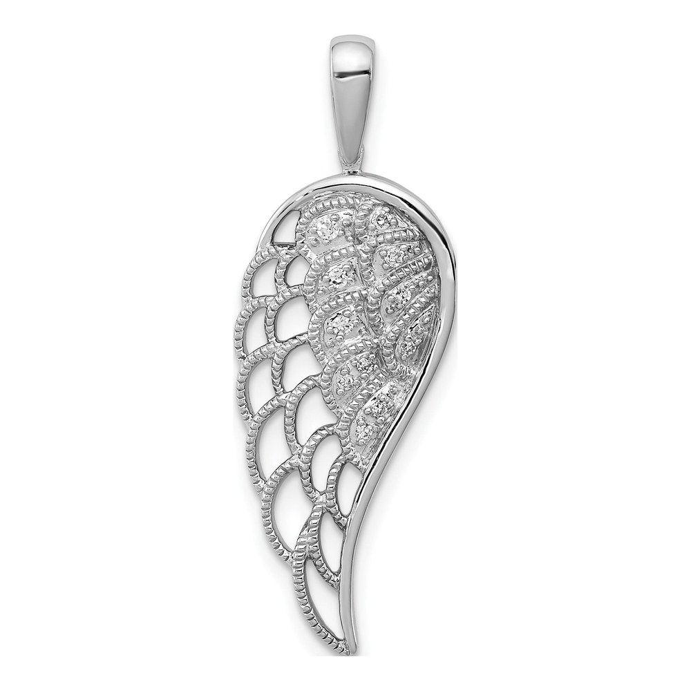 Sterling Silver 1/20 ct tw Diamond Open-Work Wing Pendant