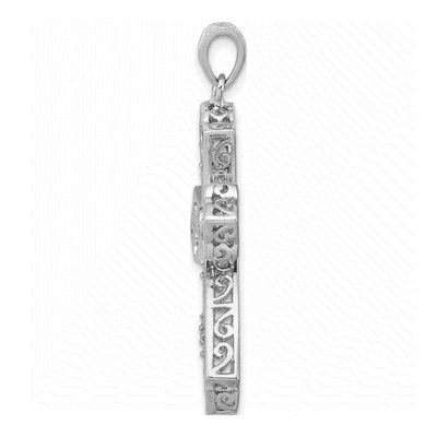 Sterling Silver 1/10 ct tw Diamond Filigree Cross Pendant – view 3