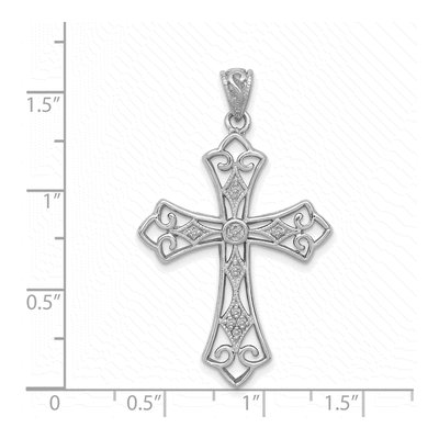 Sterling Silver 1/10 ct tw Diamond Filigree Cross Pendant – view 4