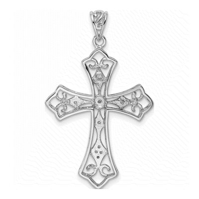 Sterling Silver 1/10 ct tw Diamond Filigree Cross Pendant – view 5