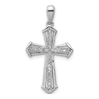 Sterling Silver 1/8 ct tw Diamond Cross Pendant