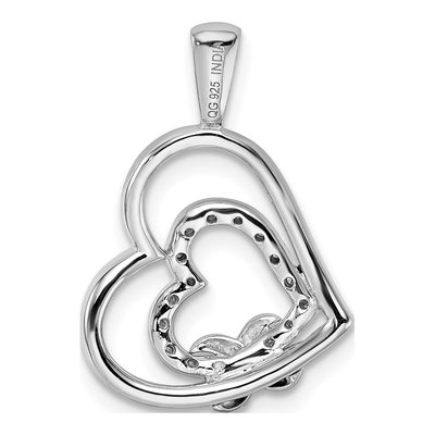 Sterling Silver 1/15 ct tw Diamond Hearts Pendant – view 5