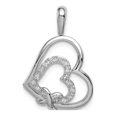 Sterling Silver 1/15 ct tw Diamond Hearts Pendant
