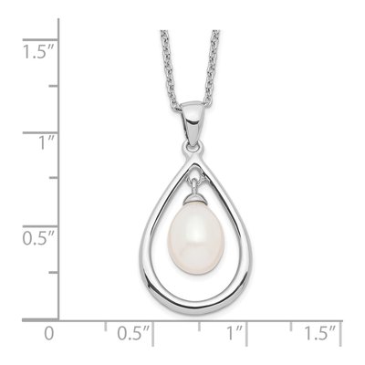 Sterling Silver Freshwater Cultured Pearl Teardrop Necklace – view 4