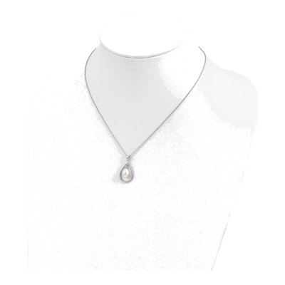 Sterling Silver Freshwater Cultured Pearl Teardrop Necklace – view 5