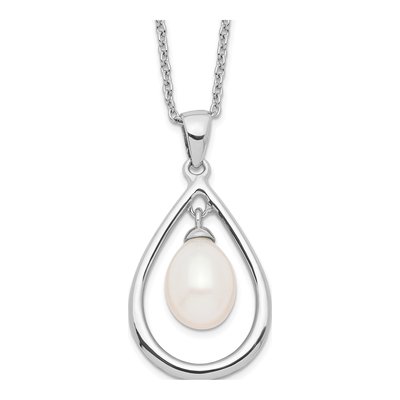 Sterling Silver Freshwater Cultured Pearl Teardrop Necklace
